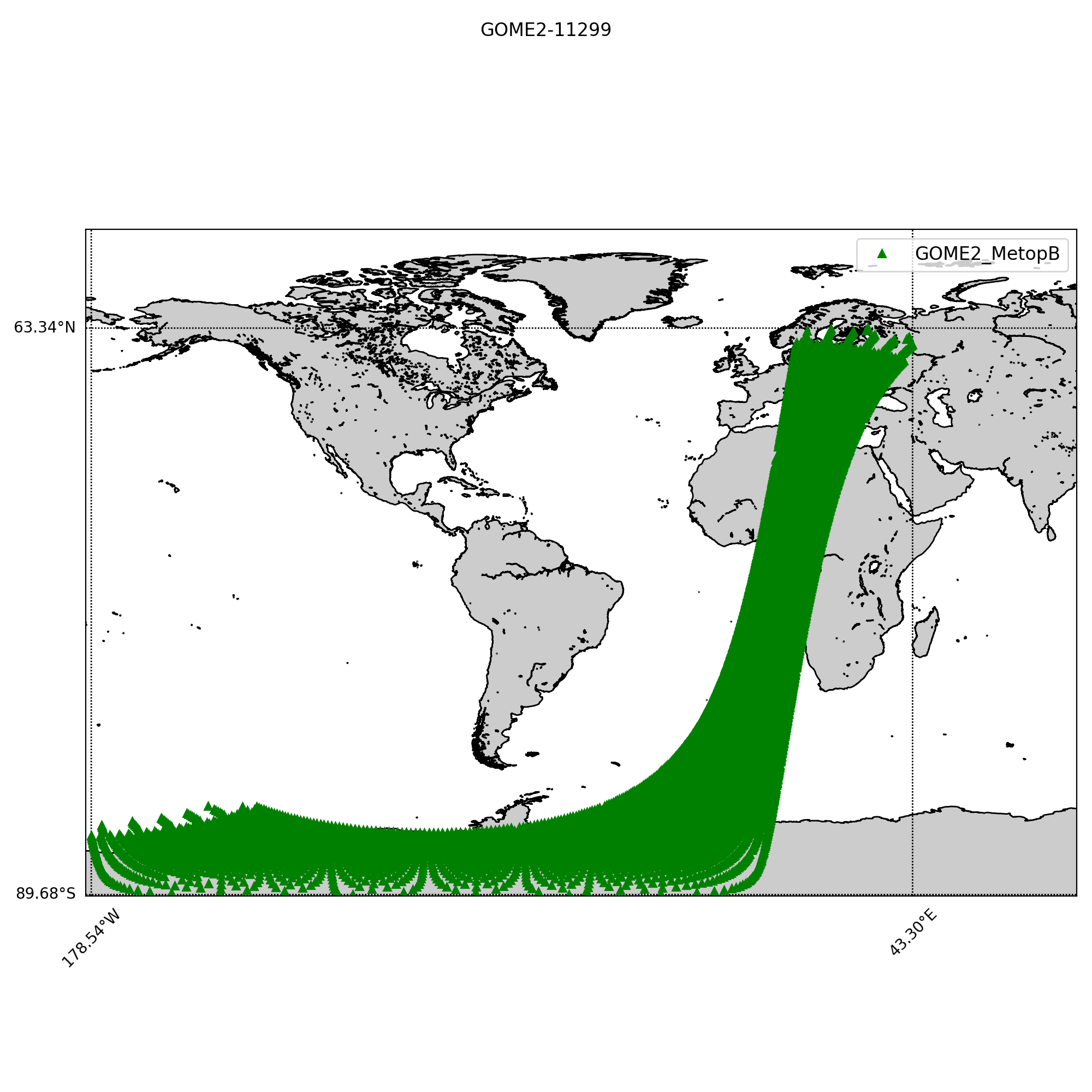 Map of all valid products of the GOME-2/AC-SAF test file