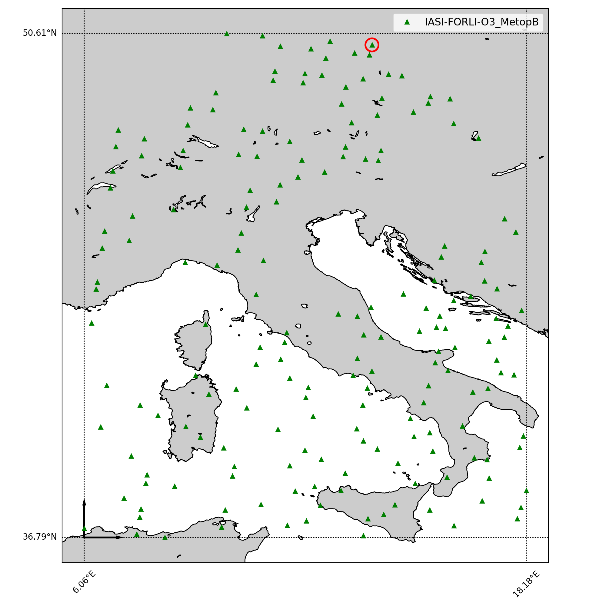 IASI/EUMETSAT O3 FORLI — orbit coverage map zoom