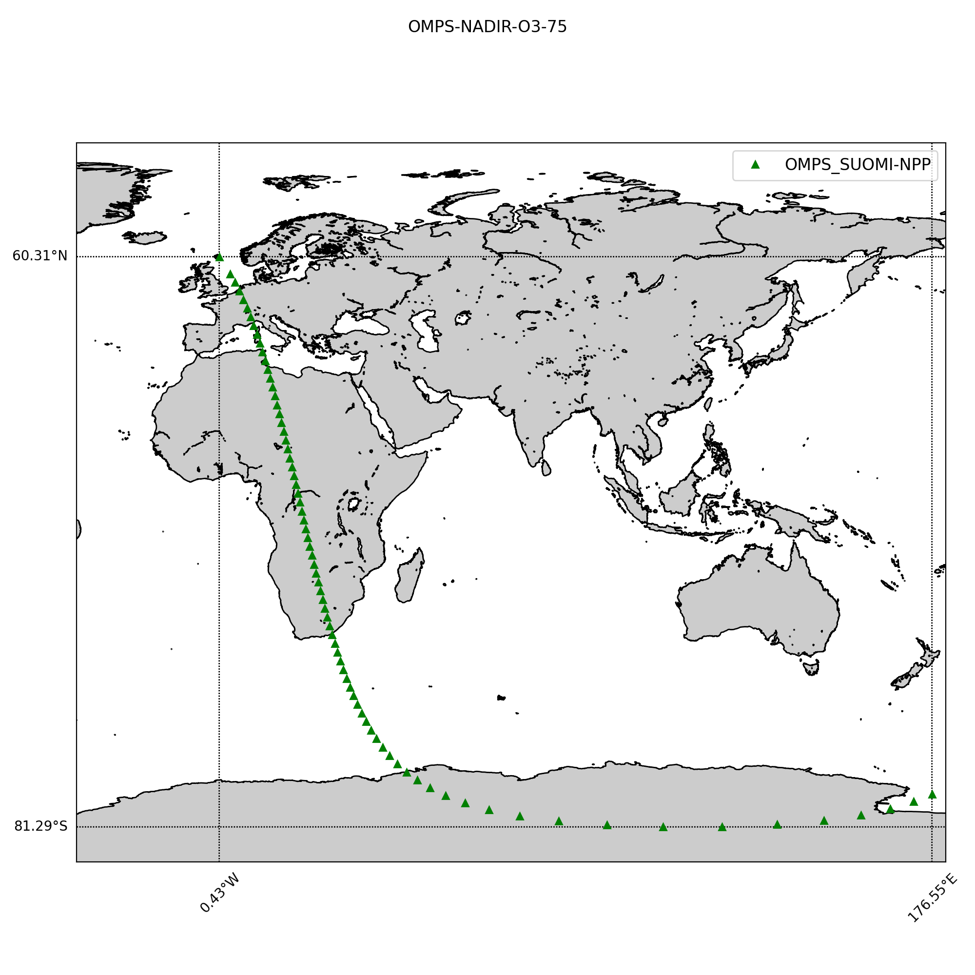 OMPS/NPP ozone — granule coverage map